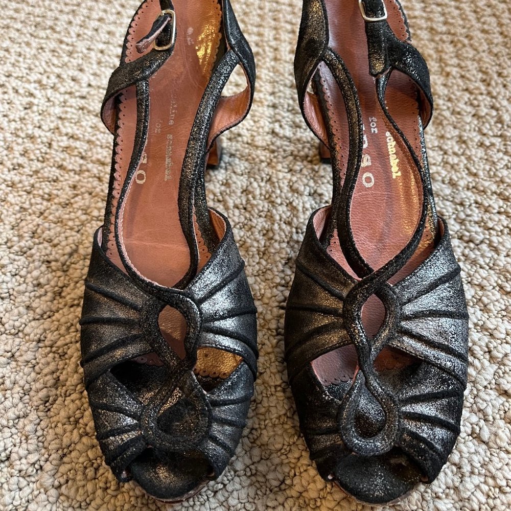 Black Vintage Jacqueline Schnabel Calypso Heels SZ 39